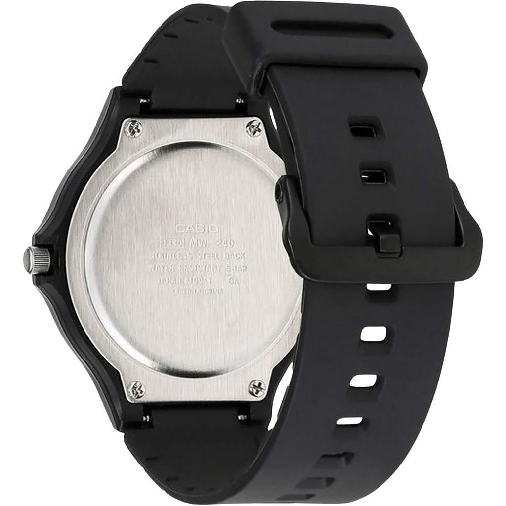 Casio Standard Analog Harz Armband Schwarzes Zifferblatt Quarz MW-240-1E2V Herrenuhr