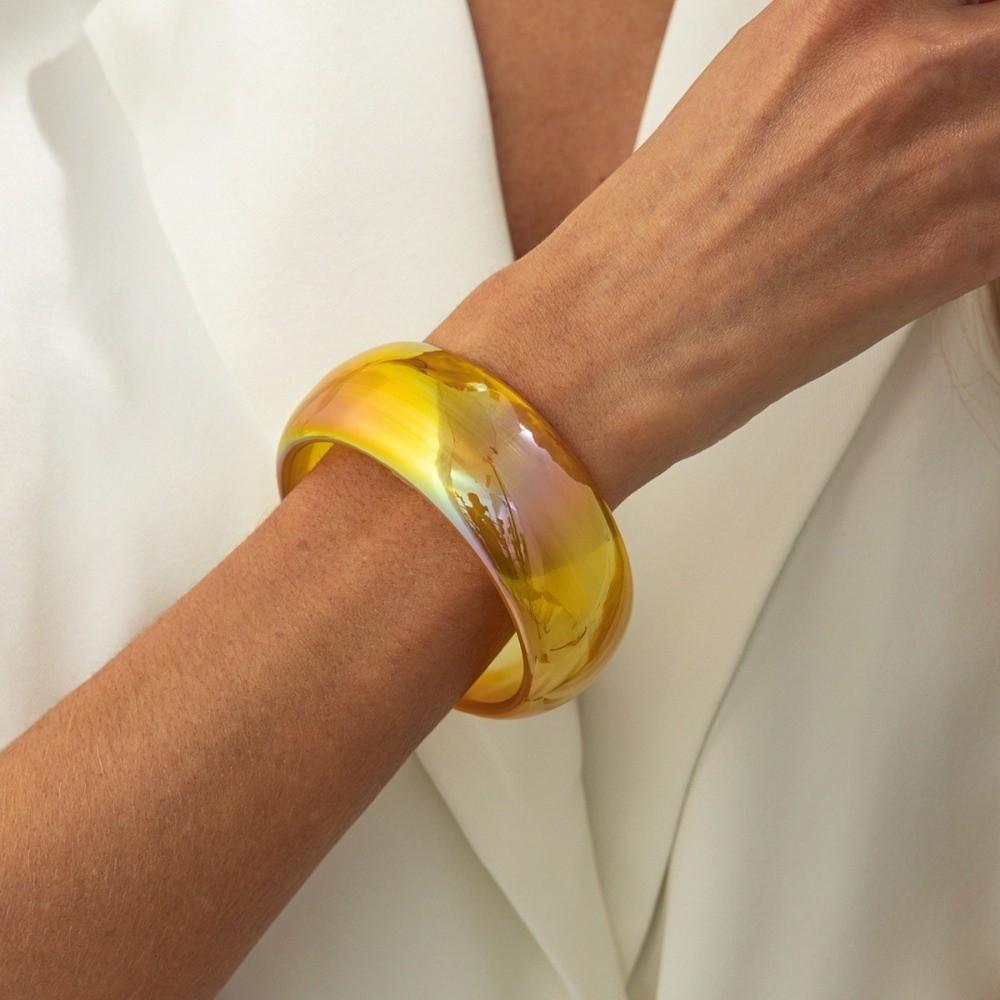 Punk Hip Hop Colorful Resin Bangles Irregular Geometric Chunky Bangles Laser Bracelets  Gifts