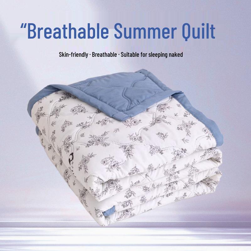 INS Skin-Friendly Washable Cotton Summer Quilt - Brushed Flannel Cooling Blanket for Dorms