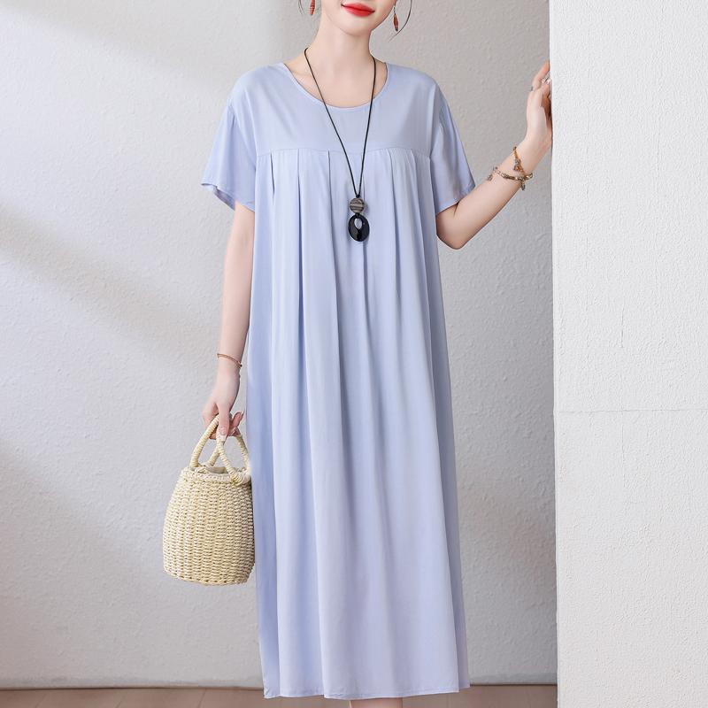 Velké volné šaty s vintage potiskem pro ženy Ležérní letní dámské šaty s krátkým rukávem