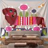 Stylish Dachshund with Floral Design Pattern Wall Hanging Tapestry Decorative Tapestry Home Decor for Bedroom and Living Room