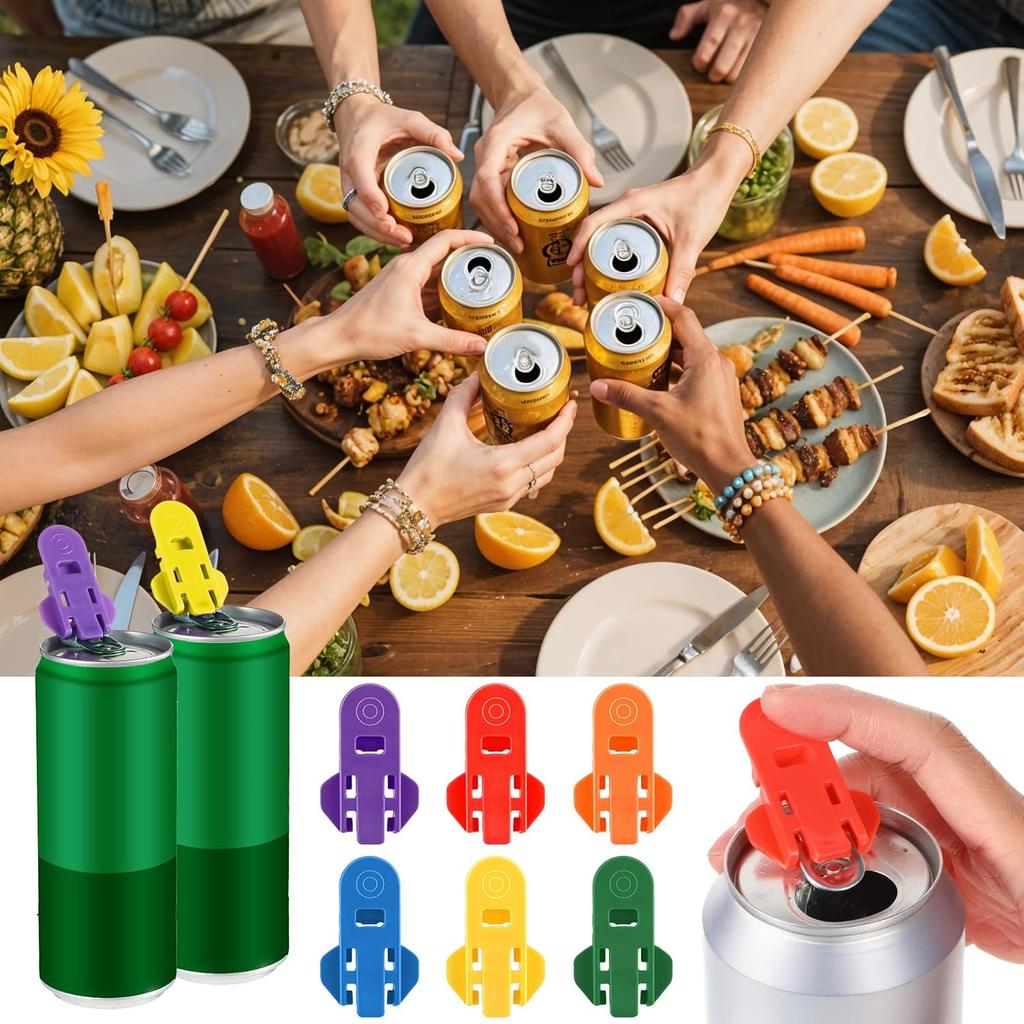 24 PCS Manual Easy Can Opener, Colorful Drink Can Protector Soda Beer Protector Leakproof Soda Top Ring Opener Tool for Parties BBQs Beach