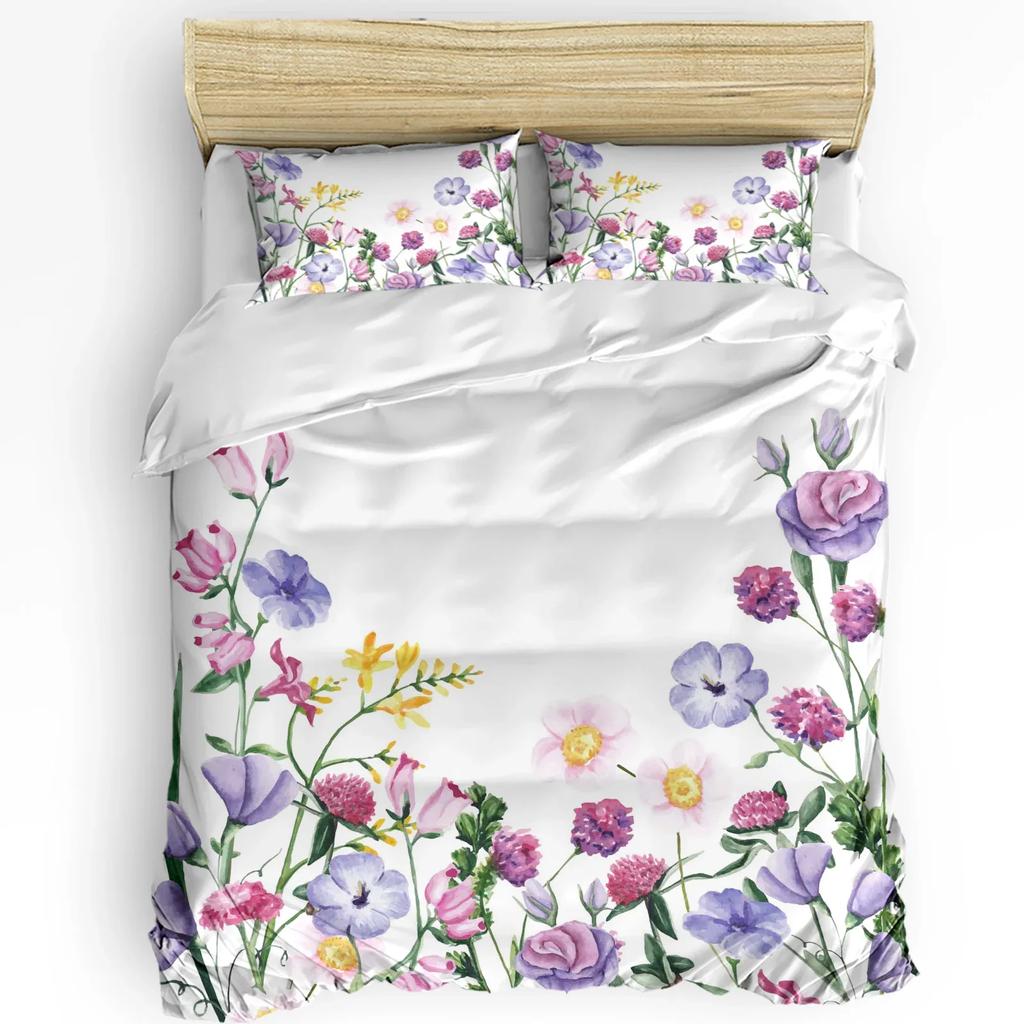 Watercolor Sakura Pink Flower Duvet Cover Bed Bedding Set Home Textile Quilt Cover Pillowcases Bedroom Bedding Set No Sheet