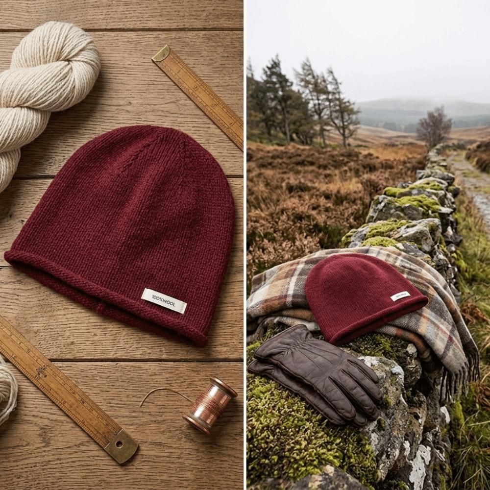 55-58CM Ear Protection Hat Ear Protection Winter Vintage Cap Wool Knit Slouchy Beanie  Women