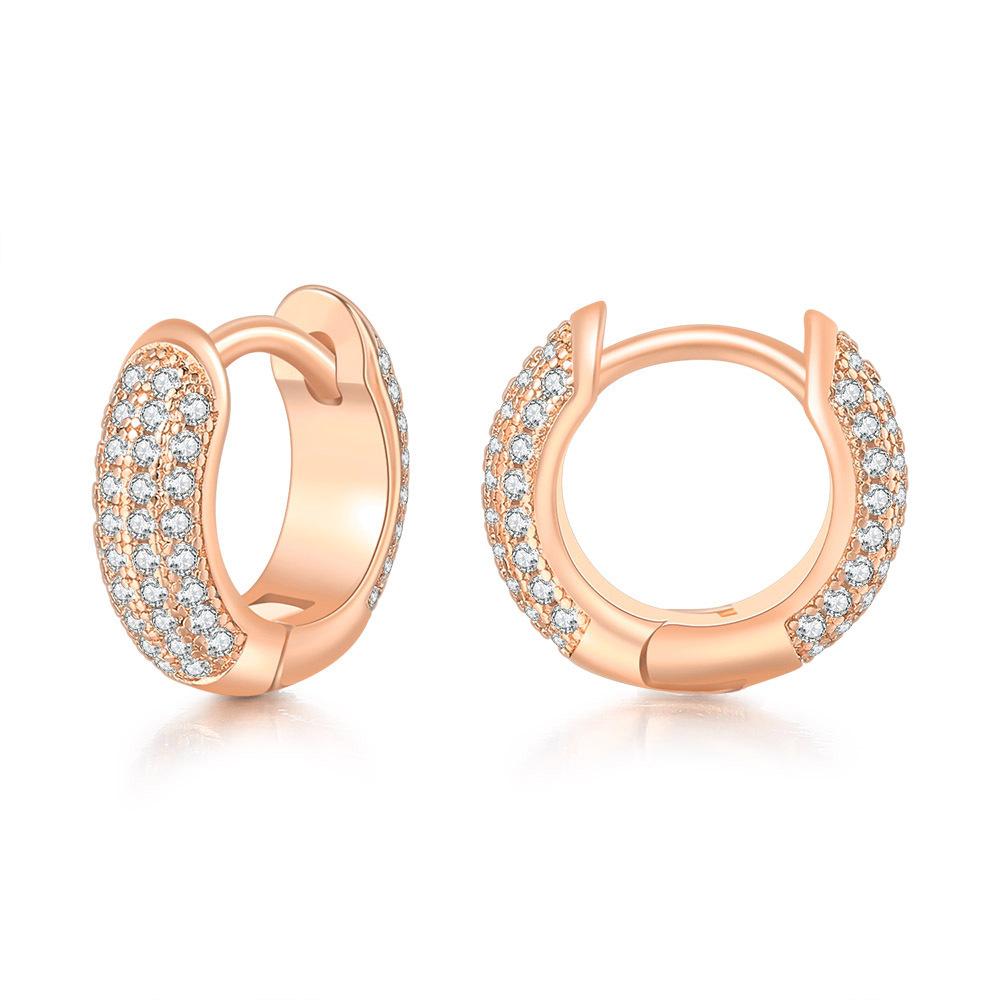 Hip Hop Full Diamond Big Ear Buckle Men'S Geometric Round Zircon Earrings Cross Rivets Hiphop Trend Earrings