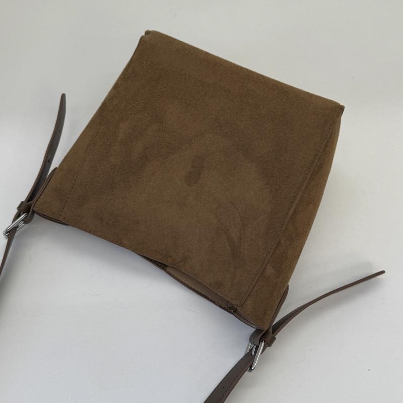 Suede Shoulder Bag with Front Pocket Large Capacity Fashion Everyday Bag