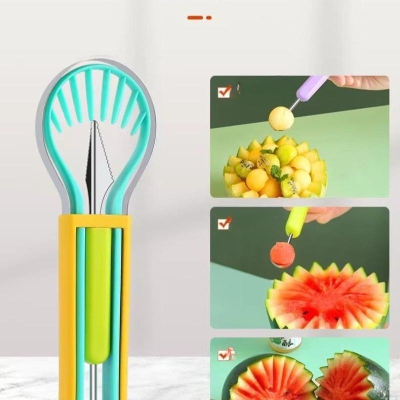 

Melon Scoops Fruit Cutting Tool Watermelon Knife Slices Different Innovative Kitchen Utensils Accessorie Useful Things for Home синий
