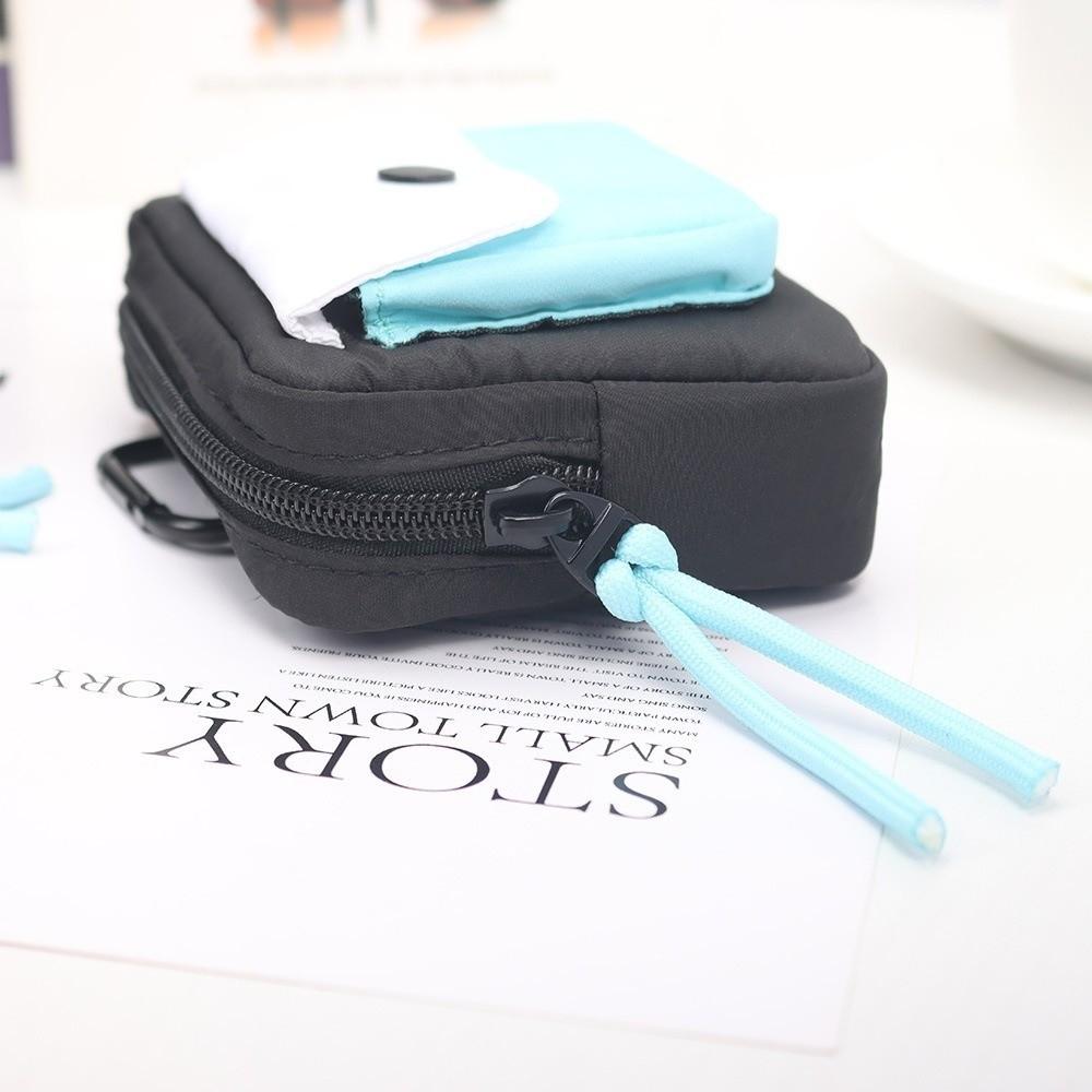 Multifuctional Canvas Coin Purse Contrast Color Mini Storage Bag Fashion Earphone Bag Outdoor
