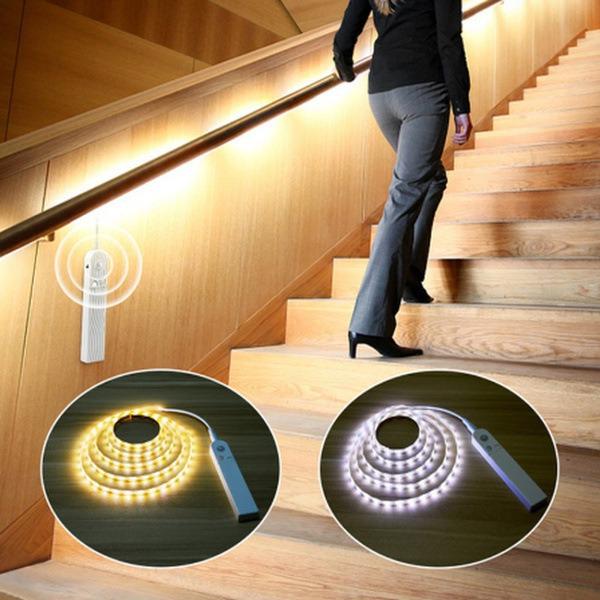 Waterproof 5V LED Strip with Motion Sensor for Wardrobe, Cabinet, and Stairs
