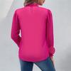 Versatile Women's Floral Chiffon Puff Sleeve Top - Long Sleeve French Style, Rose Solid Color, Age-Reducing Design