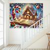 Charming gingerbread house Christmas background with candy canes and trees - polyester fiber photography background festive