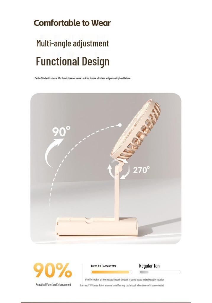 Portable Foldable Silent Fan: Handheld, Desktop, & Neck-Mounted Phone Holder