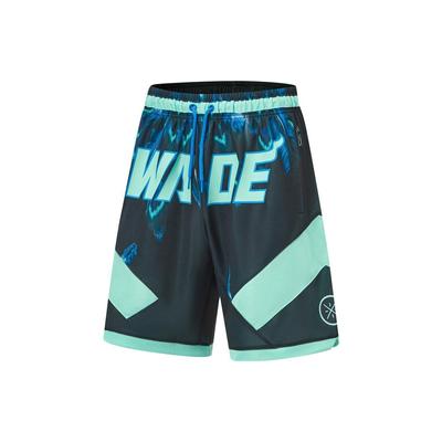 Série Way Of Wade Potisk Písmen Rychleschnoucí Sportovní Basketbalové Šortky Pánské Spodní Díly Aqua AAPT535-11