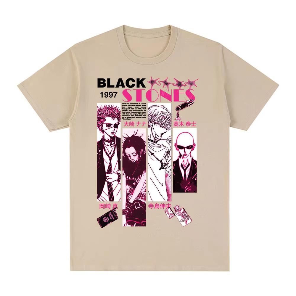 Anime Nana Osaki Černé kameny grafika Bavlna Y2k Tričko dámské Pánské Letní prodyšné Japonská Manga unisex Krátký rukáv
