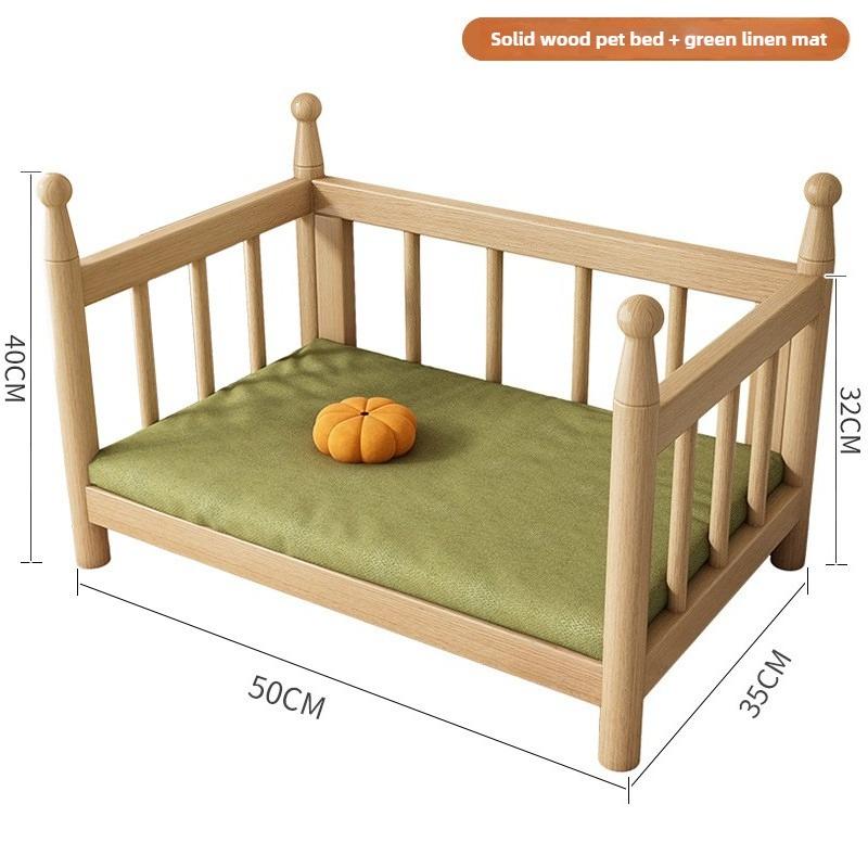 Wooden Dog Bed Modern Durable Dog Bed Headboard All Season Safety Dogs Beds Removable Mattress Dampproof Teddy Stylish Cat Nest