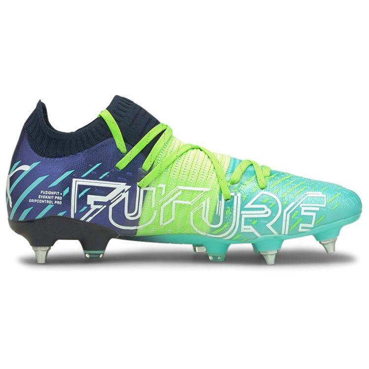 Puma Kopačky Future Z 1.2 se zakulacenou špičkou na šněrování SG na měkký přírodní trávník Pánské kopačky Zelená Modrá 106479-03