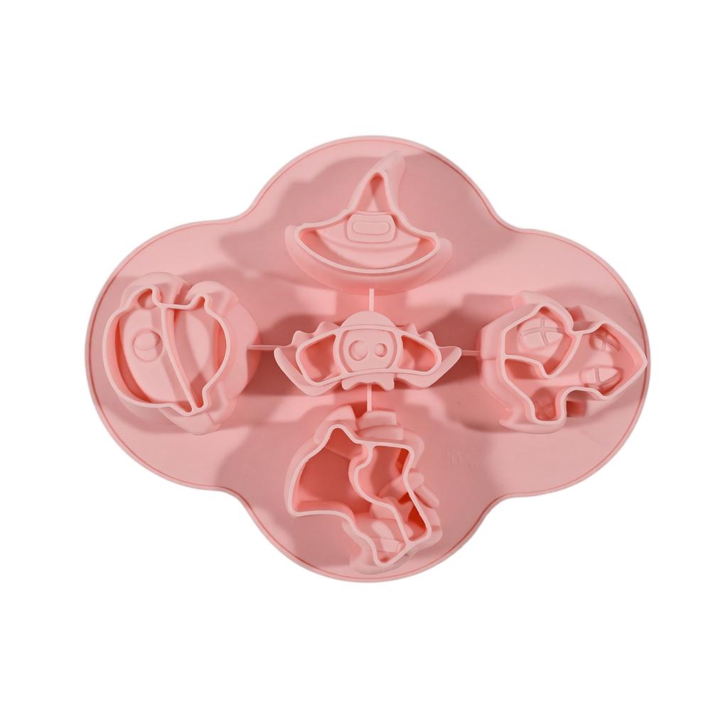 Silicone Halloween Baking Mold Set for Pudding Jelly Chocolate Cookie Candy Making with Five Themed Cavities for Kitchen Use
