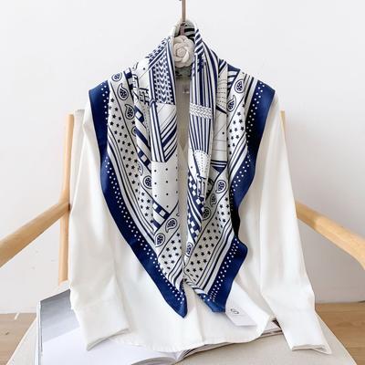 90CM Four Seasons Square Large Square Scarf Luxury Decorative Shirt Professional Headscarf Hairband Sunscreen Headscarf