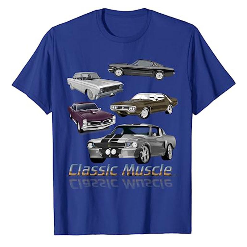Classic American Muscle Cars Novelty TShirt Types of Difference Cars Graphic Tee Tops Funny Retro Style Vintage Outfits Gifts
