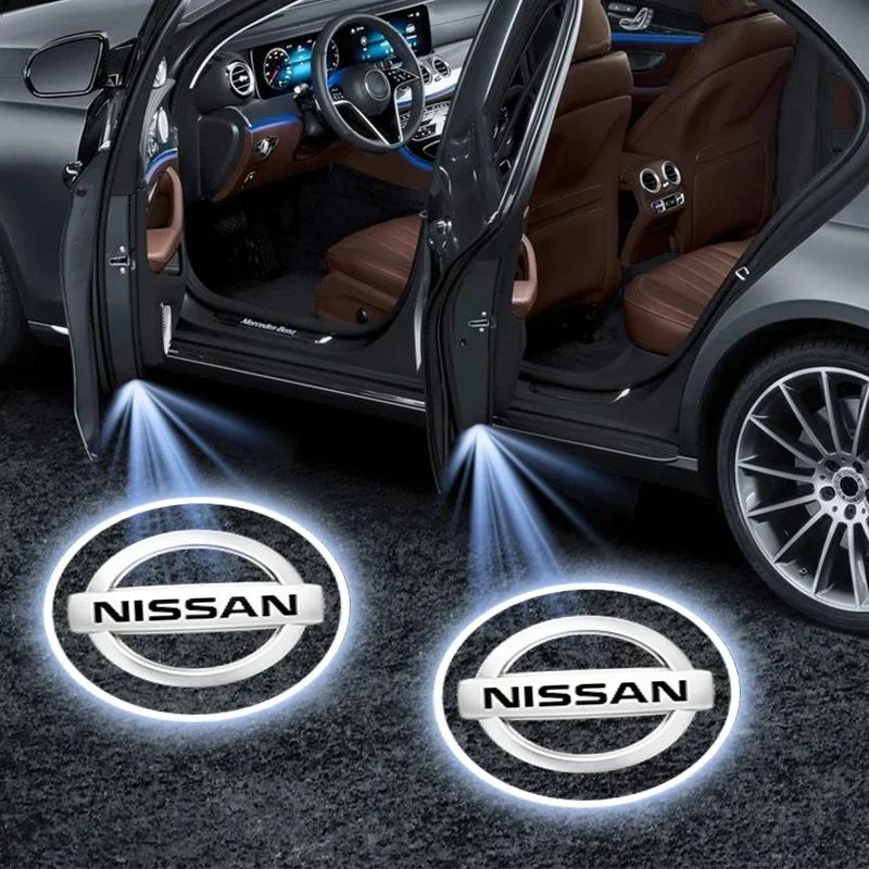 2025 New Hot For Nissan Car Emblem Wireless Courtesy Lamp Auto Door Welcome Light LED Projector For Nissan J10 J11 Trail Tiida J