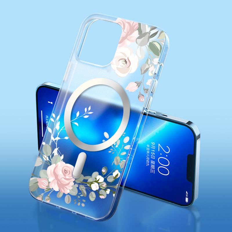 Flower Series for iPhone 15 Pro Case Compatible with Magsafe Matte Phone Cover
