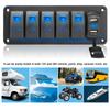 Waterproof for Marine Car Truck Digital Voltage Display 4.2A Outlet Combination 5 Gang Rocker Switch Panel Dual USB Port