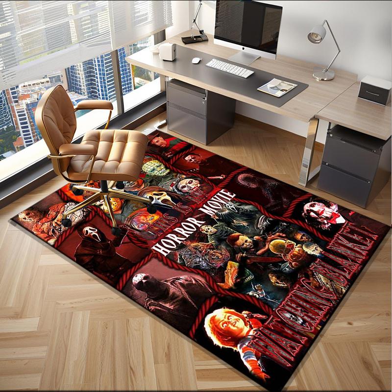 Horror Movie Characters Collage Office Rug Chair Mat, Game Carpet, Suitable for Front Door, Bedroom, Living Room, Desk, Holiday Gift
