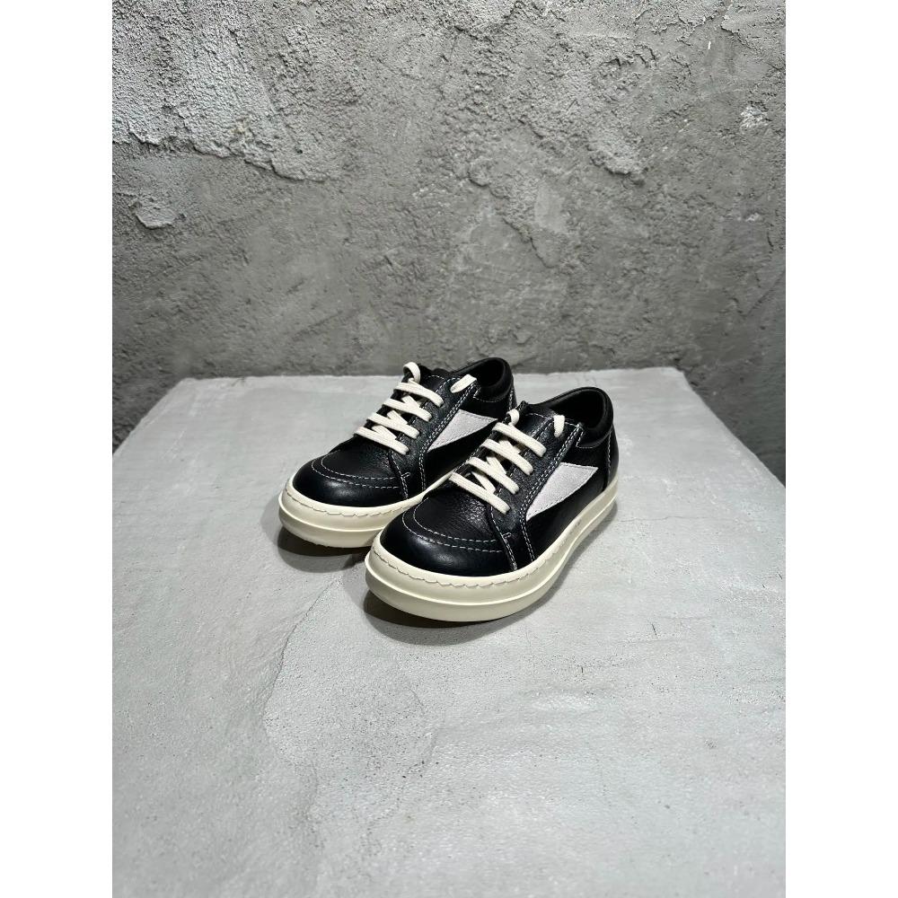 Kids Sneakers Girls Boys Leather Children Shoes Luxury Lace Up Casual Spring Streetwear Black White Boots