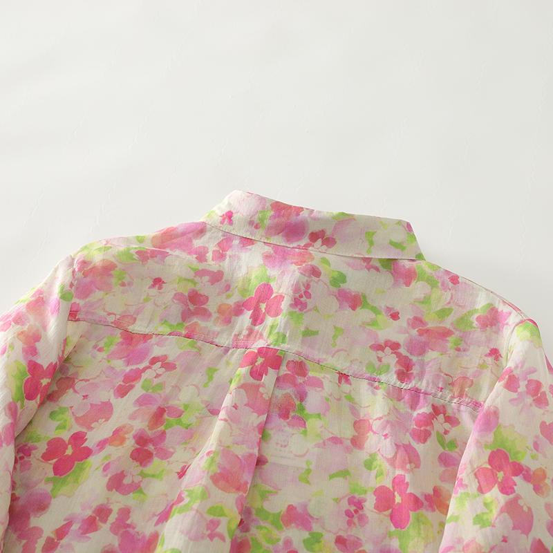 DIMANAF 2025 New Plus Size Women Print Floral Tops Shirts Tees Casual Loose Blouse Autumn Cotton Long Sleeve