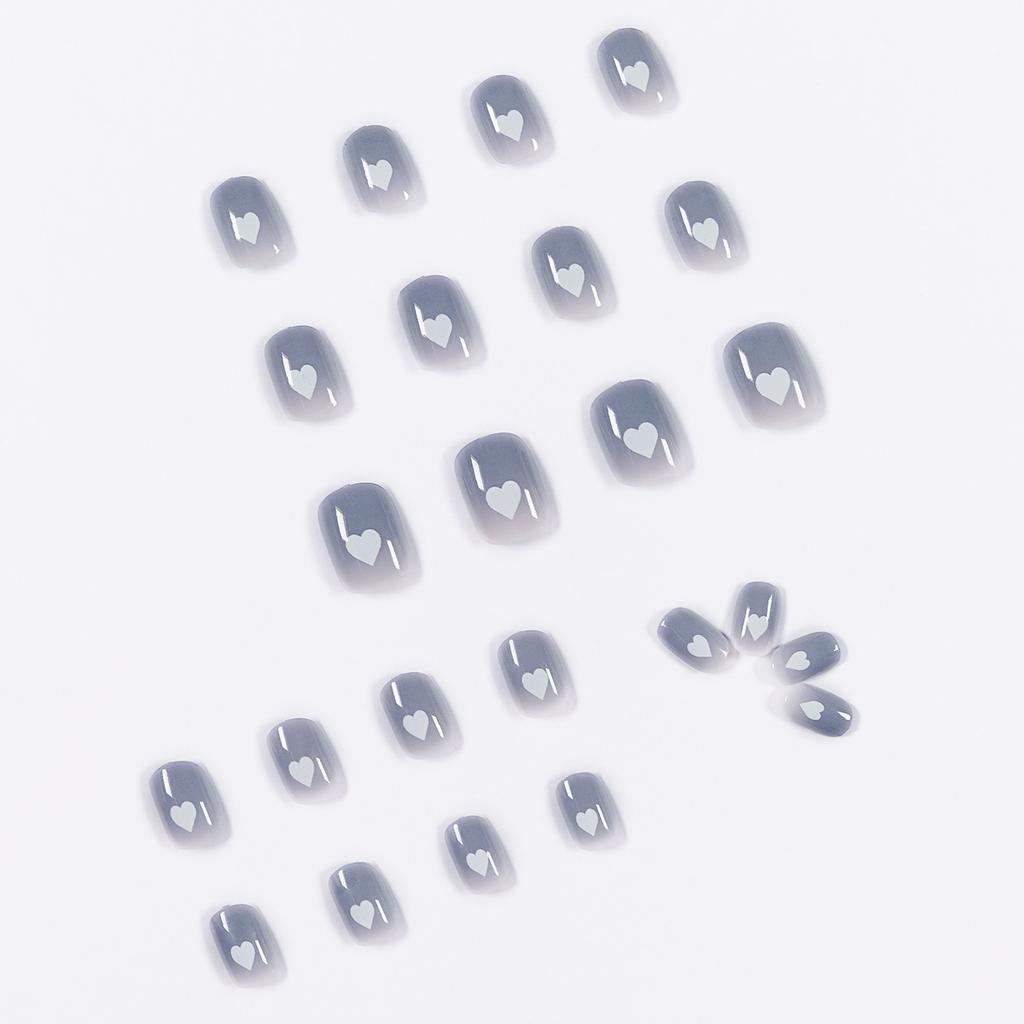 Blau-grauer Farbverlauf Liebe Maniküre tragen künstliche Nägel Maniküre-Patch Nagel-Patch weicher Nagel abnehmbar