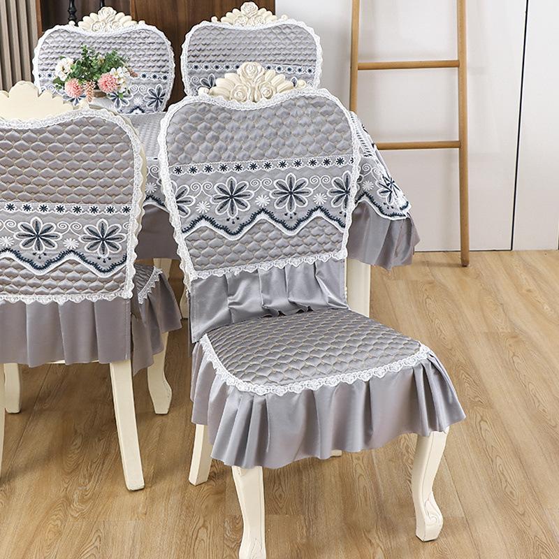 European Lace Chair Cover Geometric Pattern Soft Snug-Fit Decorative Seat Cover Luxury Dustproof Living Room Chair Protector