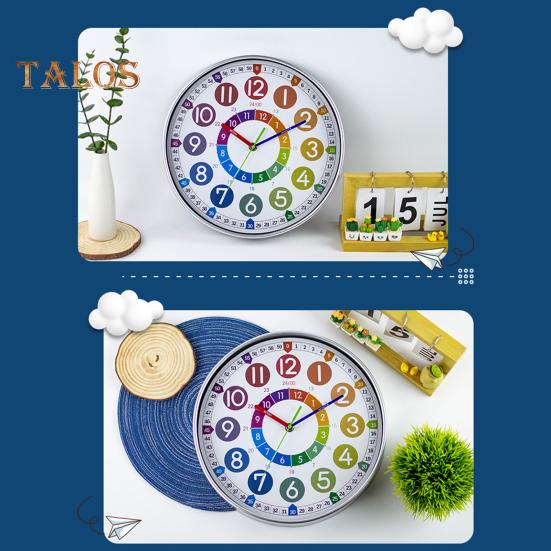 Wall Clock Silent Nonticking Scientific Design Easy To Read Battery Operated Colorful Teaching Time Clock Kids Learning Tool