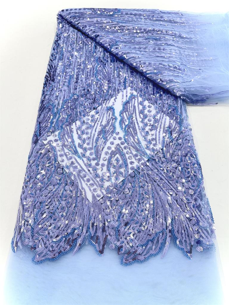 Elegant French Embroidery Green Beaded Net Lace Fabric 2025 African Nigerian Tulle Mesh with Sequins Fabric for Wedding Dress