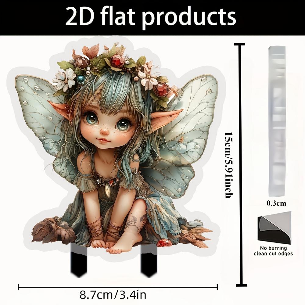 Cute Little Fairy, 2D Flat Acrylic, Decoration, Suitable for Garden, Lawn, Potted Plants, Outdoor, Christmas, Halloween