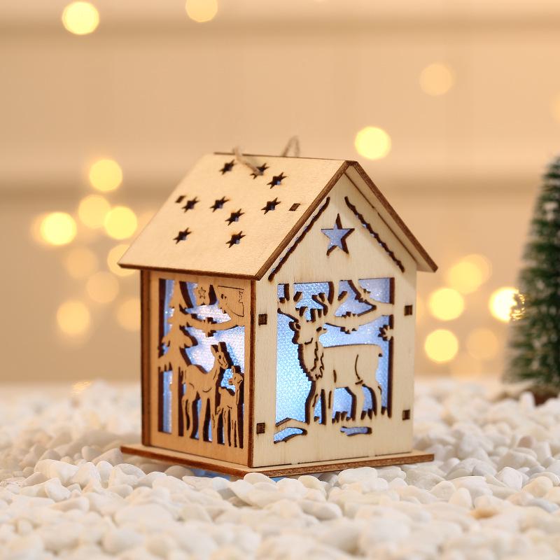 Glowing Wooden Christmas House Ornament DIY Kit for Kids