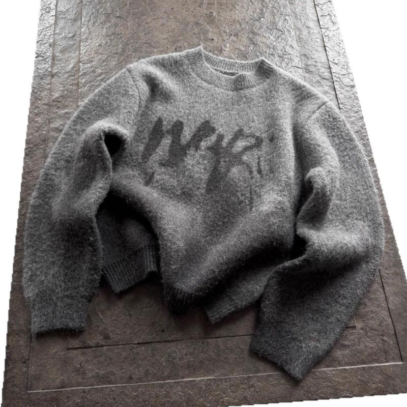 Vintage Plush Knit Sweater Unisex Streetwear Loose Fit 3D Pullover