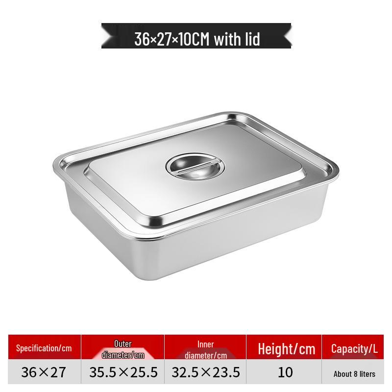 

304 Stainless Steel Rectangular Food Pan with Lid