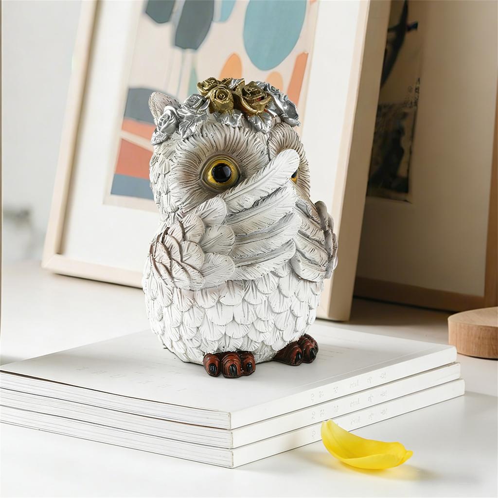 Resin Hører Ikke, Ser Ikke, Sier Ikke, Uglepynt, Skrivebordsdekorasjon