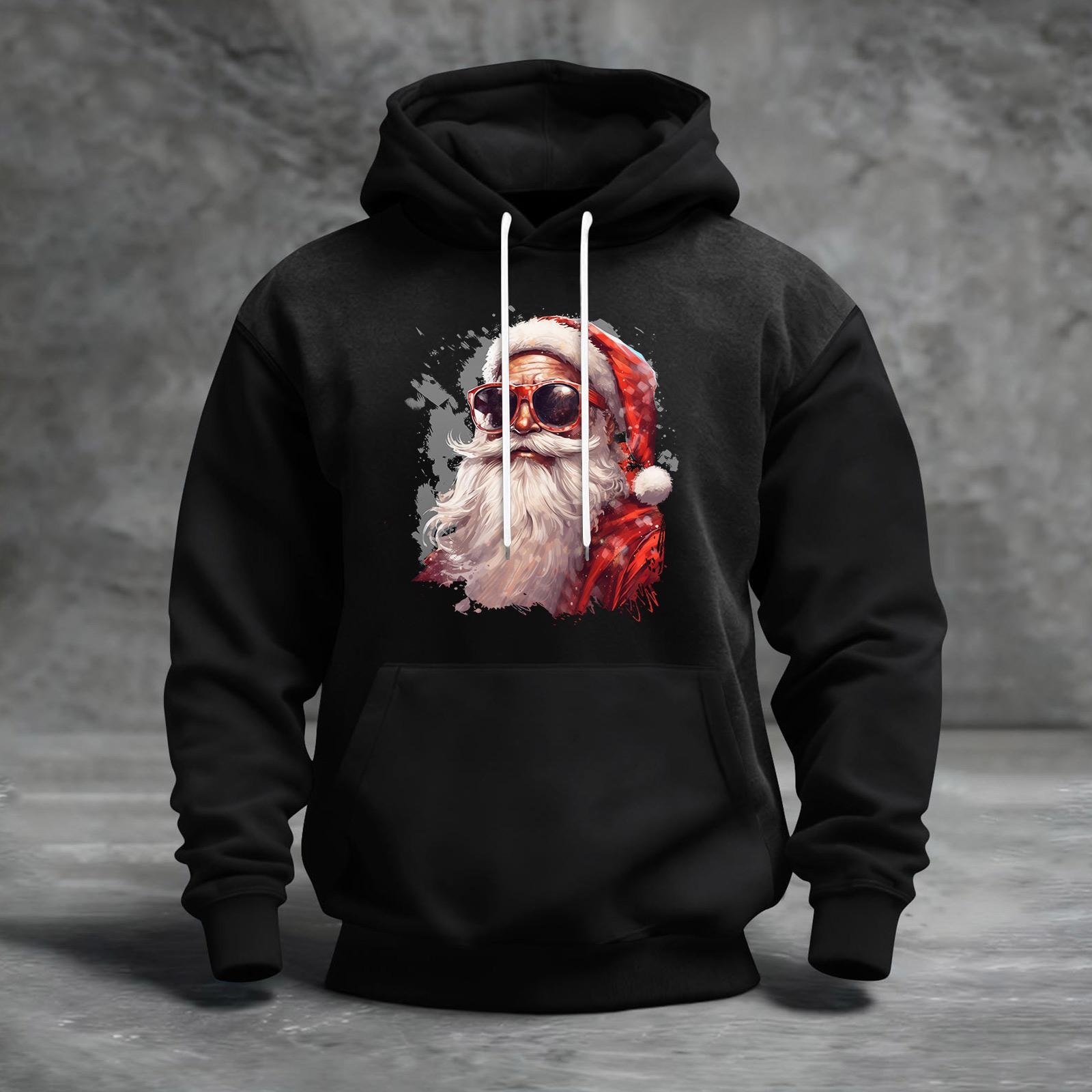 

Мужской рождественский свитшот с капюшоном, повседневный, спортивный, удобный, с цветными блоками и принтом XXL