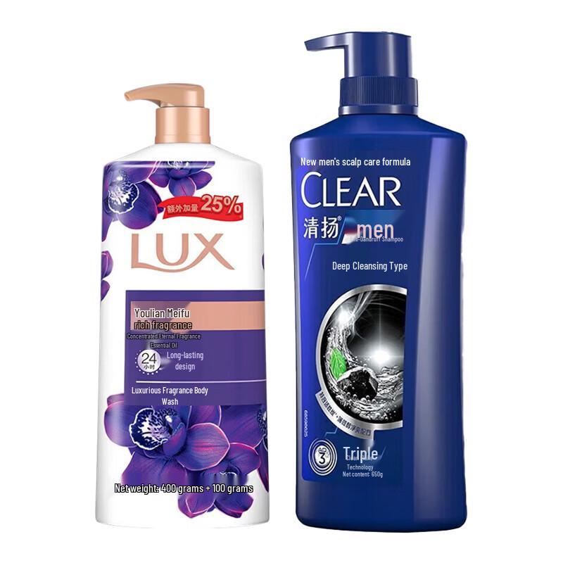 Lux Scented Shower Gel & Clear Men s Shampoo Bundle