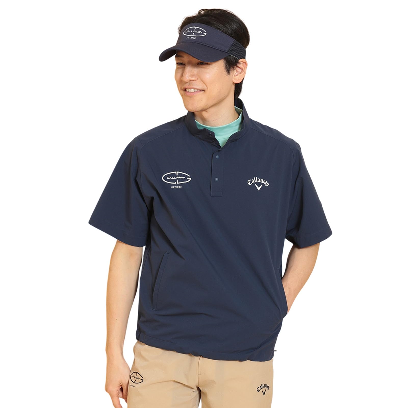 

Short Sleeve Blouson Golf Outerwear C25116100 LL [Callaway] Men s Water-Repellent (8-WAY Stretch) / / 1120_Navy