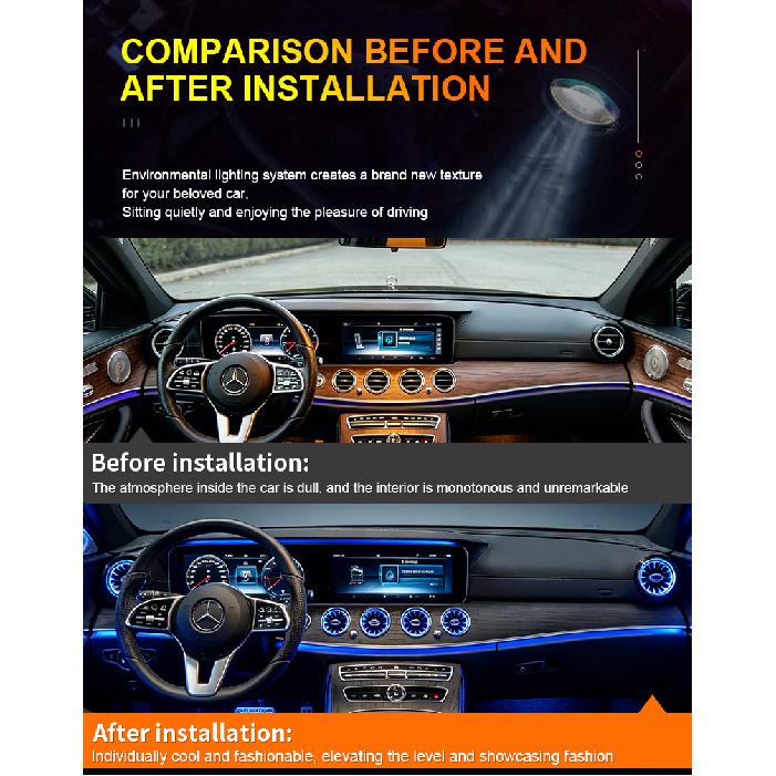 For Mercedes Benz C238 W238 E-Class Coupe Accessories Air Vents LED Ambient Light Car Interior Decoration Atmosphere RGB 64Color Neon Lights 4
