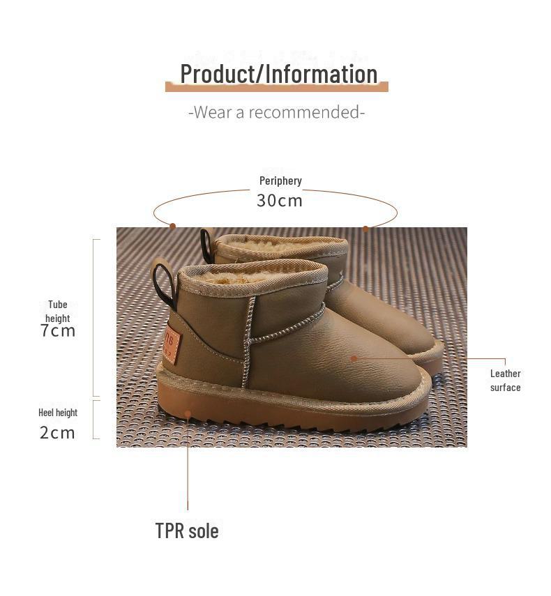 Children's 2024 Winter Fur-Lined Cotton Snow Boots for Girls and Boys