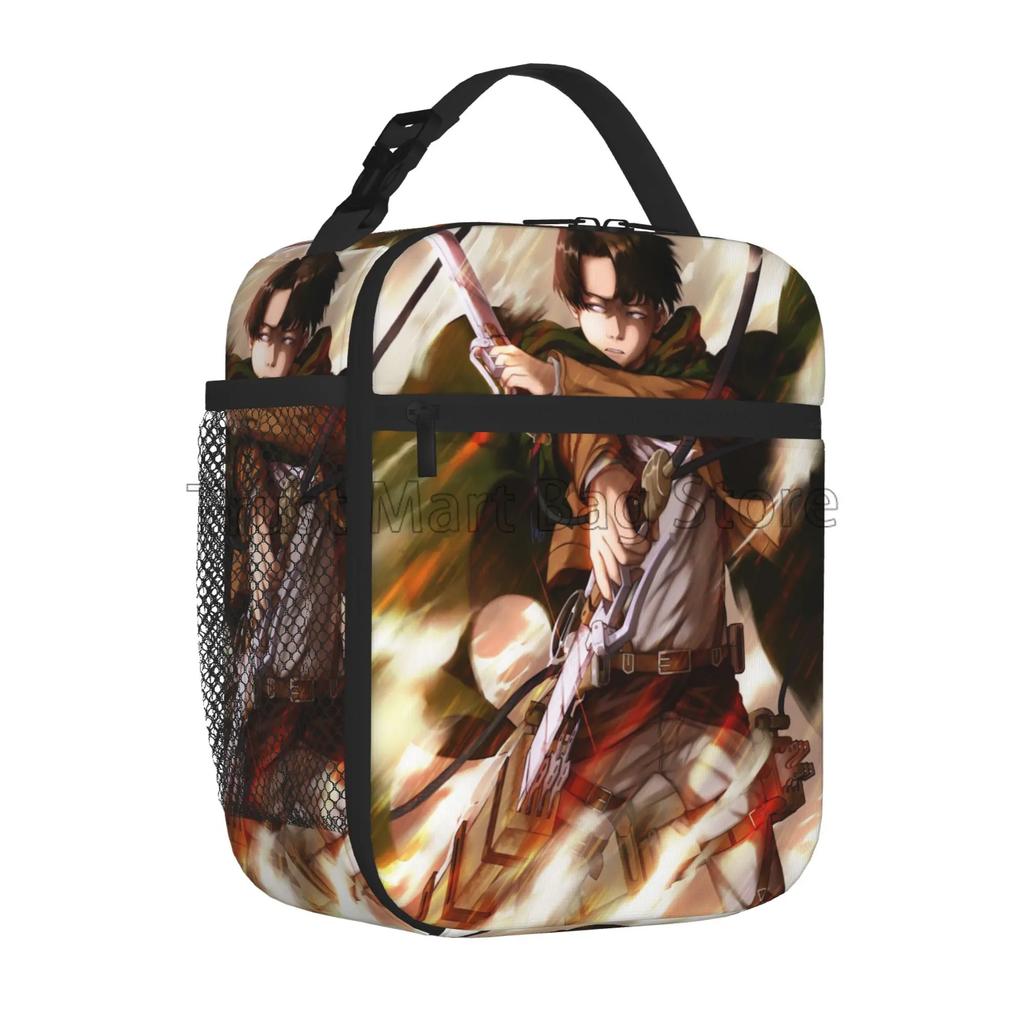 Levi Ackerman Insulated Lunch Bag Reusable Portable Lunch Box Cooler Thermal Bento Tote Bags for Boys Girls School Picnic Beach