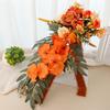 Exquisite Waterdrop Design Autumn Orange Flower Handheld Artificial Bouquet for Home Decoration and Events
