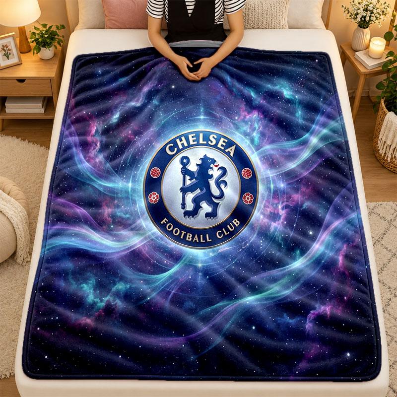 Flannel BlanketChelsea FC Warm Soft Throw Blanket for Indoor Sofa Bed Living Room Use