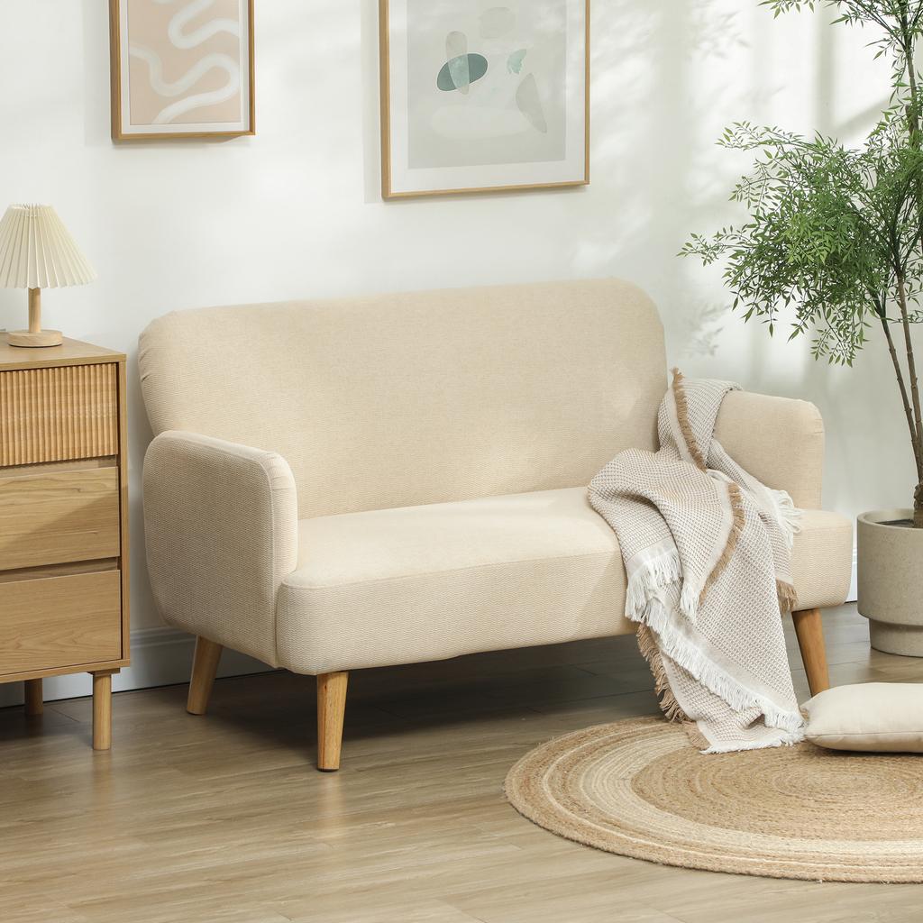 Two-Seater Sofa, Compact, Skin-Friendly Cover, Up to 240 kg, 130x74x79 cm, Cream White
