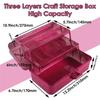 Fresh Glitter Pink & Craft Tool Storage Box,3-Layer Stackable Carry Tackle Box Sewing Box Organizer For Art
