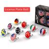 4pcs/set USA Italy Germany Sweden Flag Metal Screws License Plate Bolts Accessories