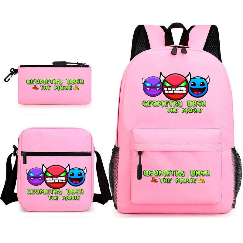 Geometry Sprint Game Backpack Geometry Dash Heat Transfer Backpack Elementary School Bag Leisure Bag